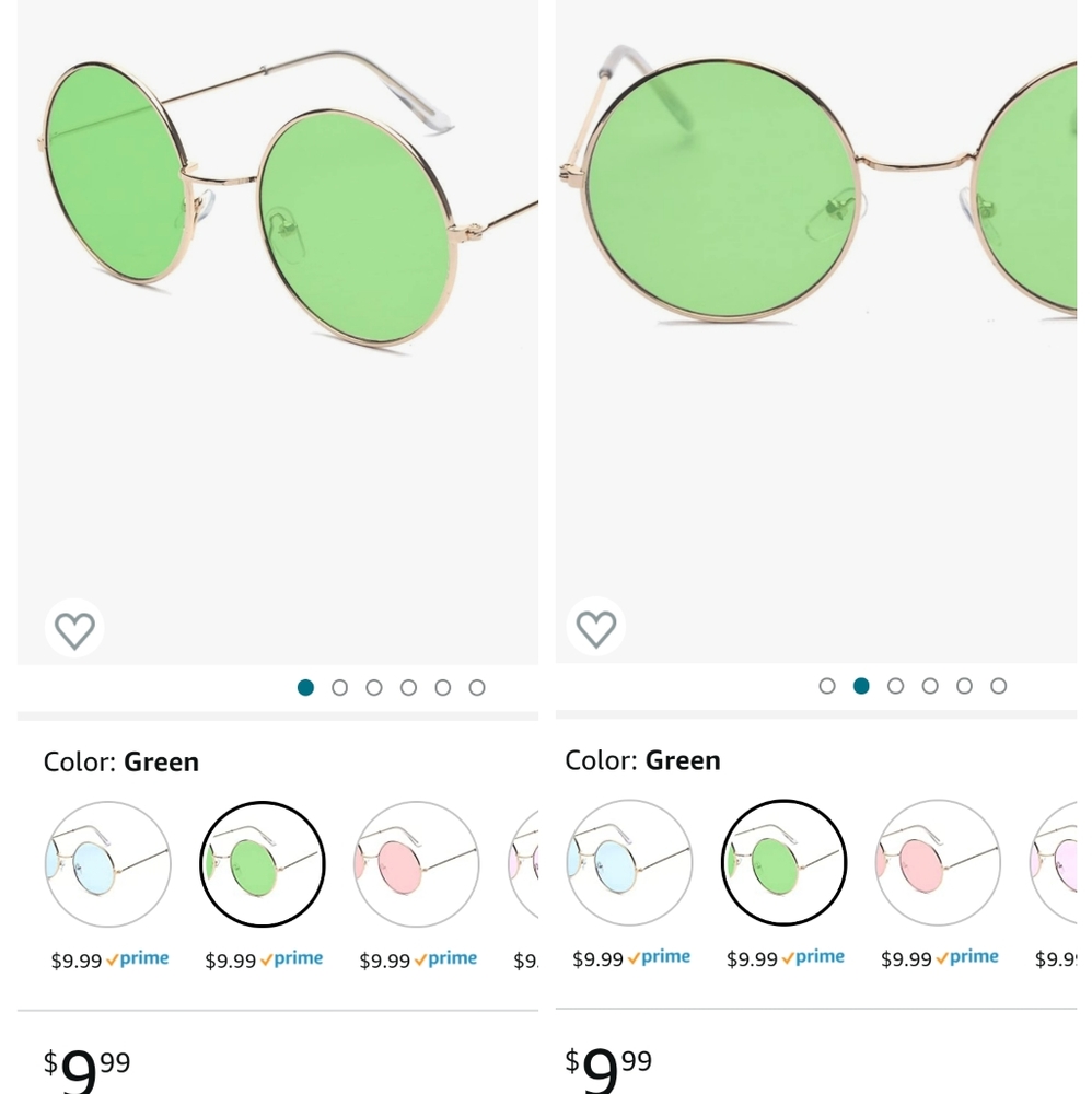 Light green round circle glasses with gold rims - Picture 5 of 6